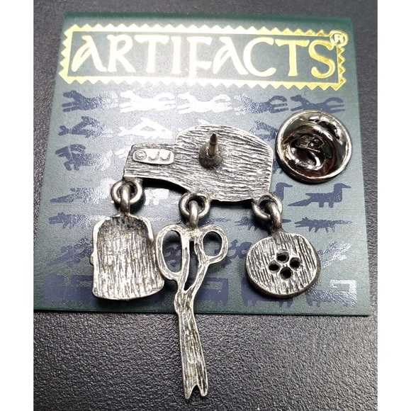 Signed JJ Jonette Vintage 1980s-90s Tack Pin Sewing Scissor Thimble - Picture 10 of 10
